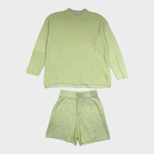 NWT Free People Malibu Solid Surf Set Long Sleeve/Short  in Lime Glo Women's Size XS