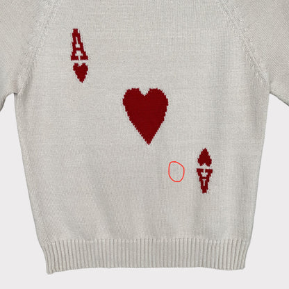 Rachel Antonoff Women's Molly Sweater Ace of Hearts Half Sleeve Sweatshirt Size S