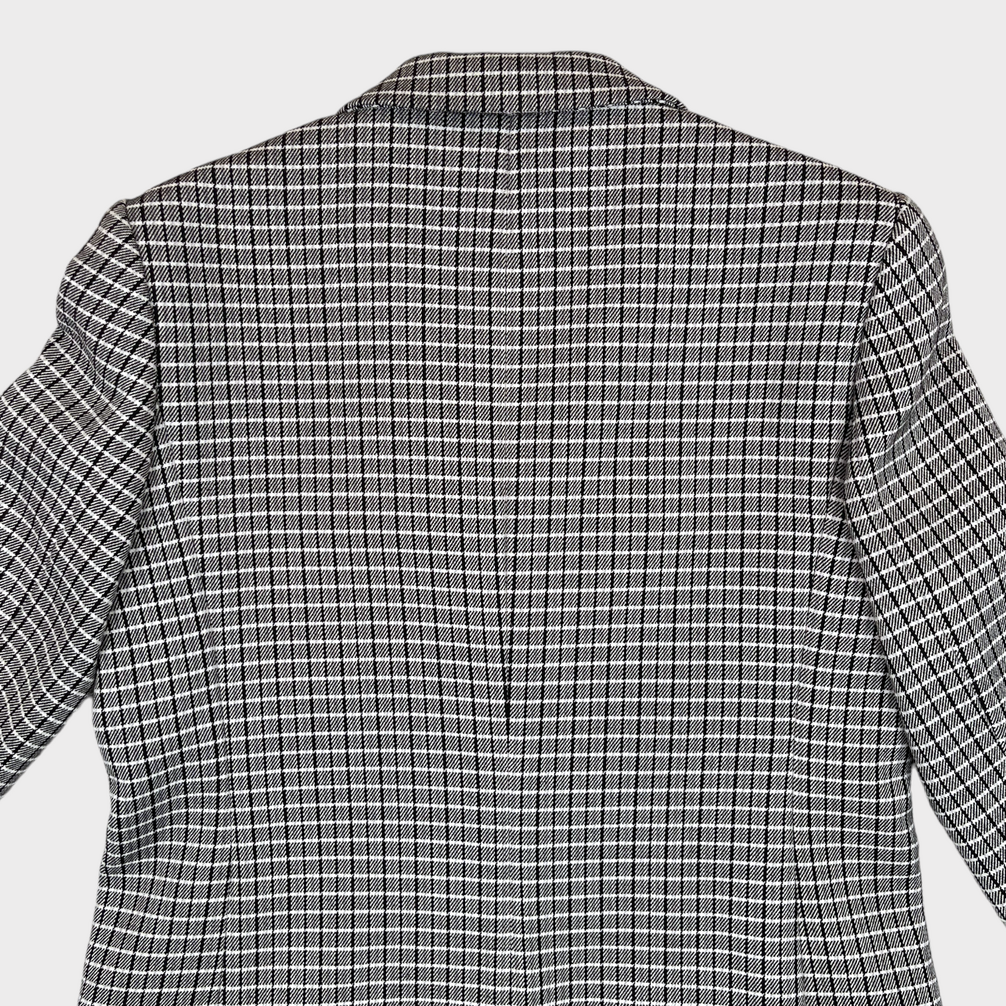 Club Monaco Plaid Checkered Three-Button Coat in Grey/Black/White Women's Small