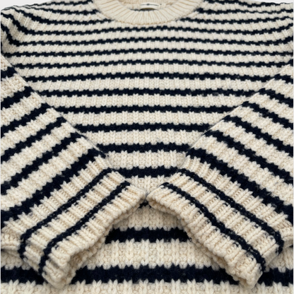 Tory Burch Sport Merino Striped Chunky Knit Oversized Sweater Women's XS (M/L)