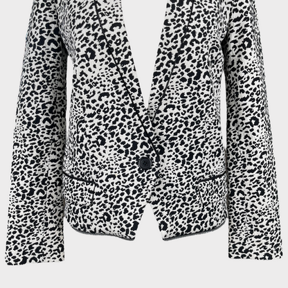 Zadig & Voltaire Leopard Jacquard Blazer White/Black Size 36