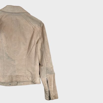 BLANK NYC Bare It All Cream Leather Moto Jacket Women's Size S