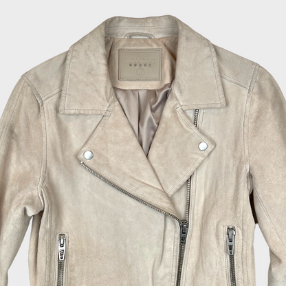 BLANK NYC Bare It All Cream Leather Moto Jacket Women's Size S