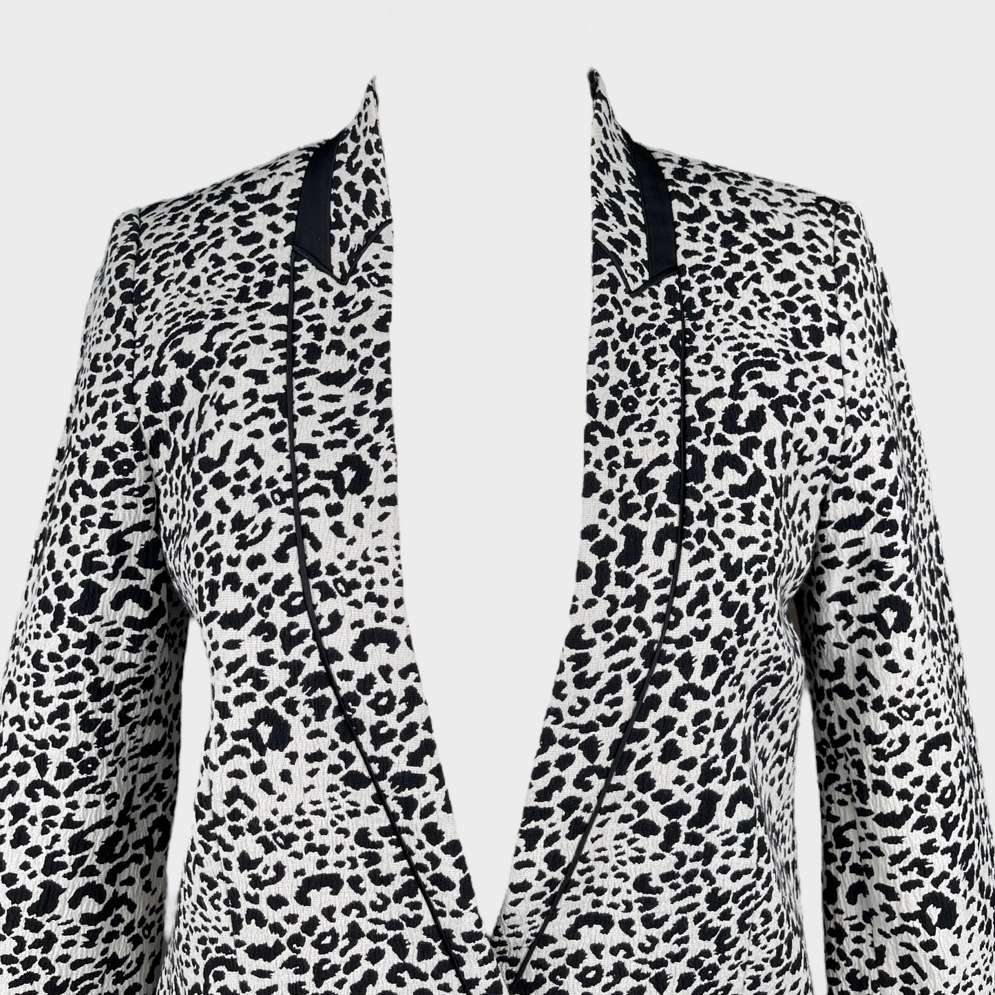 Zadig & Voltaire Leopard Jacquard Blazer White/Black Size 36