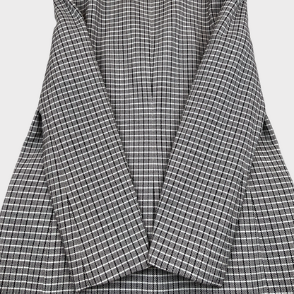 Club Monaco Plaid Checkered Three-Button Coat in Grey/Black/White Women's Small