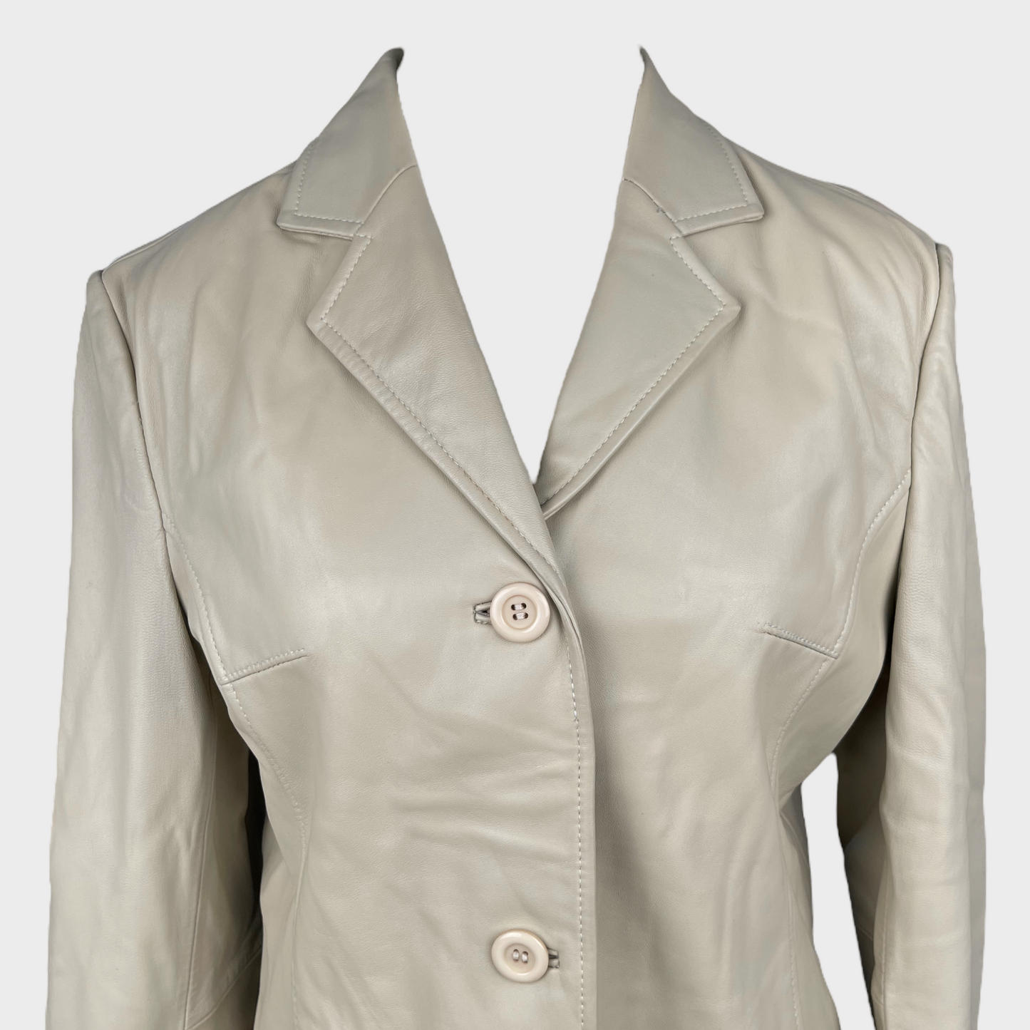 Lucky Leather Co. Company Beige Leather Jacket Women's Blazer Size Large