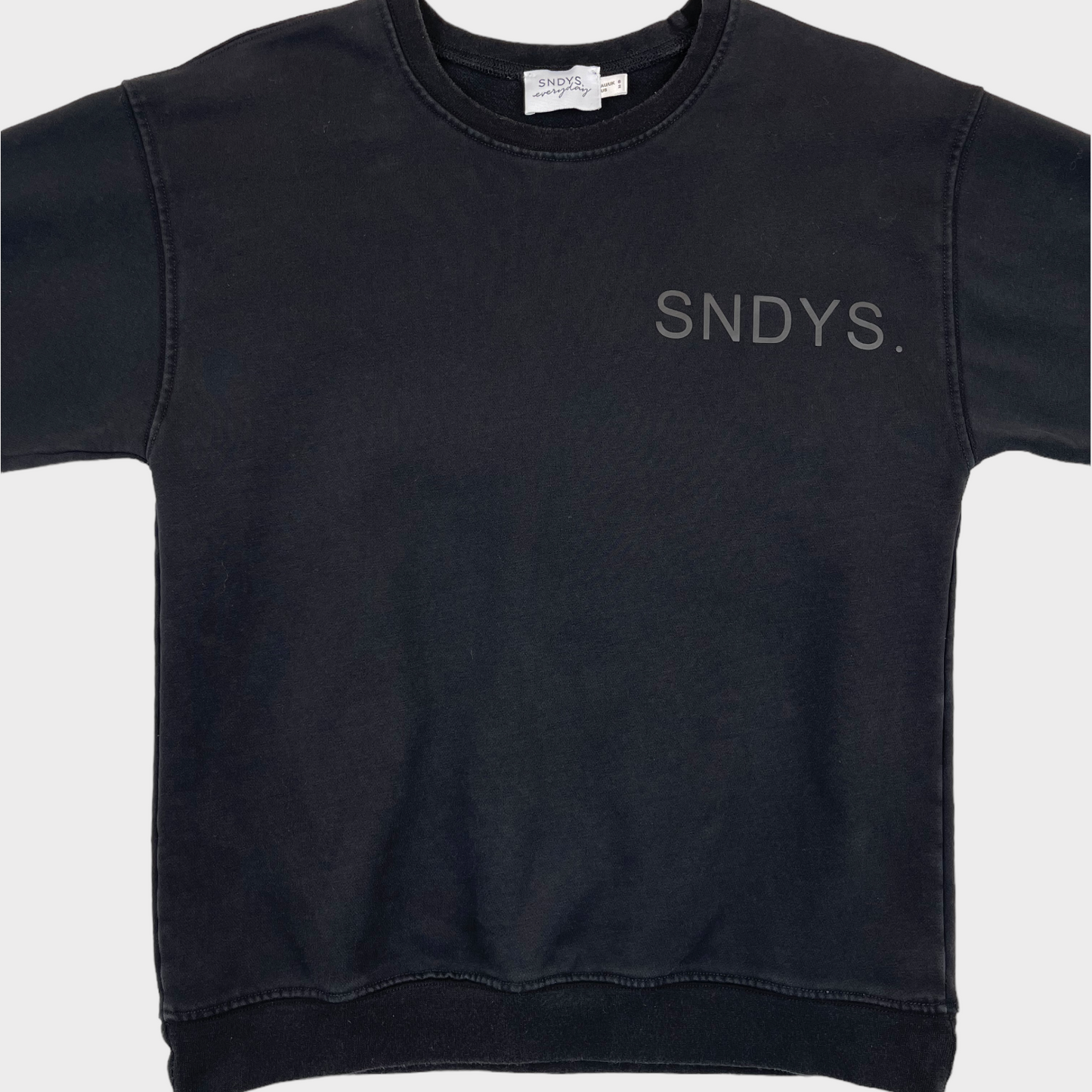 SNDYS Lounge Luxe Fleece Crewneck Sweatshirt in Black Women's Size XS