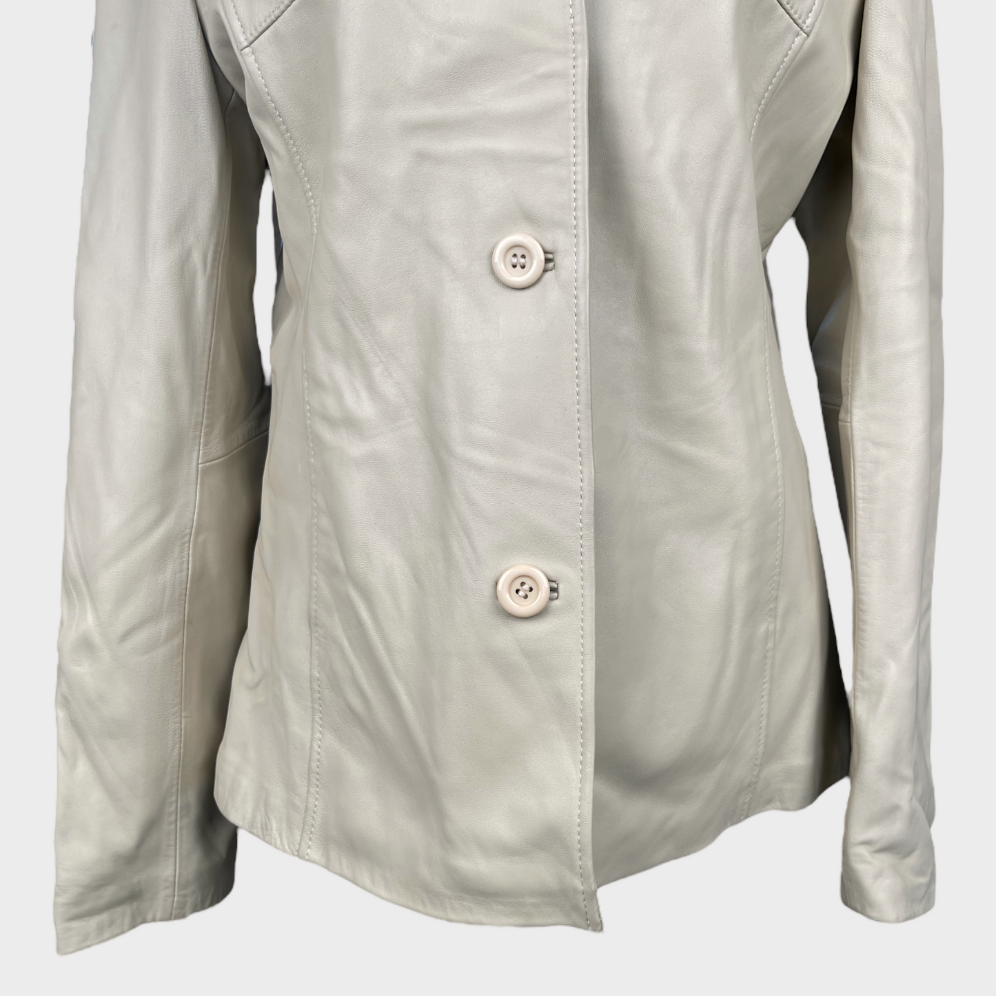 Lucky Leather Co. Company Beige Leather Jacket Women's Blazer Size Large