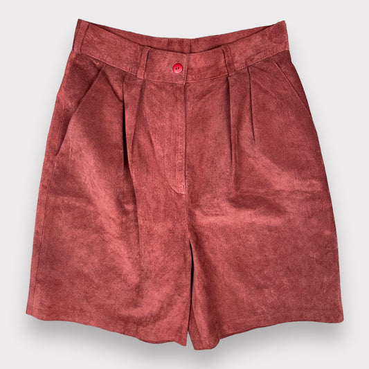 Pia Rucci Vintage Leather Pleated Red Orange Shorts Women's Size 8