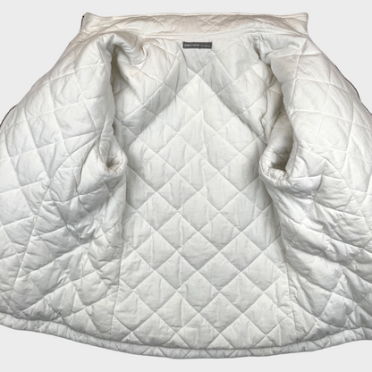 James Perse Quilted White Striped Moto Puffer Jacket Women's Size 3