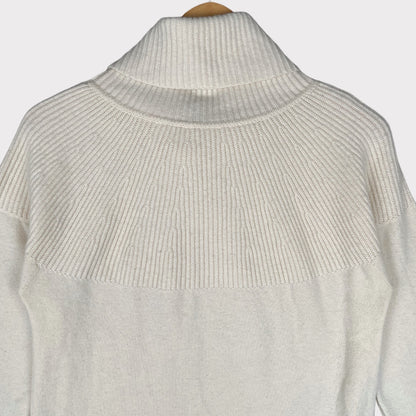 Valentino Cashmere Cream Turtleneck Long-Sleeved Ribbed Sweater Women's Size XL