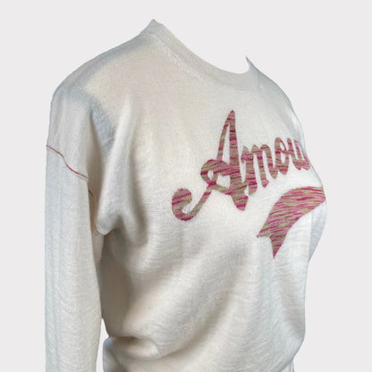 Zadig & Voltaire Women's Kansas Amour Merino-wool Sweater Pullover Graphic Print In Ivory Size XS