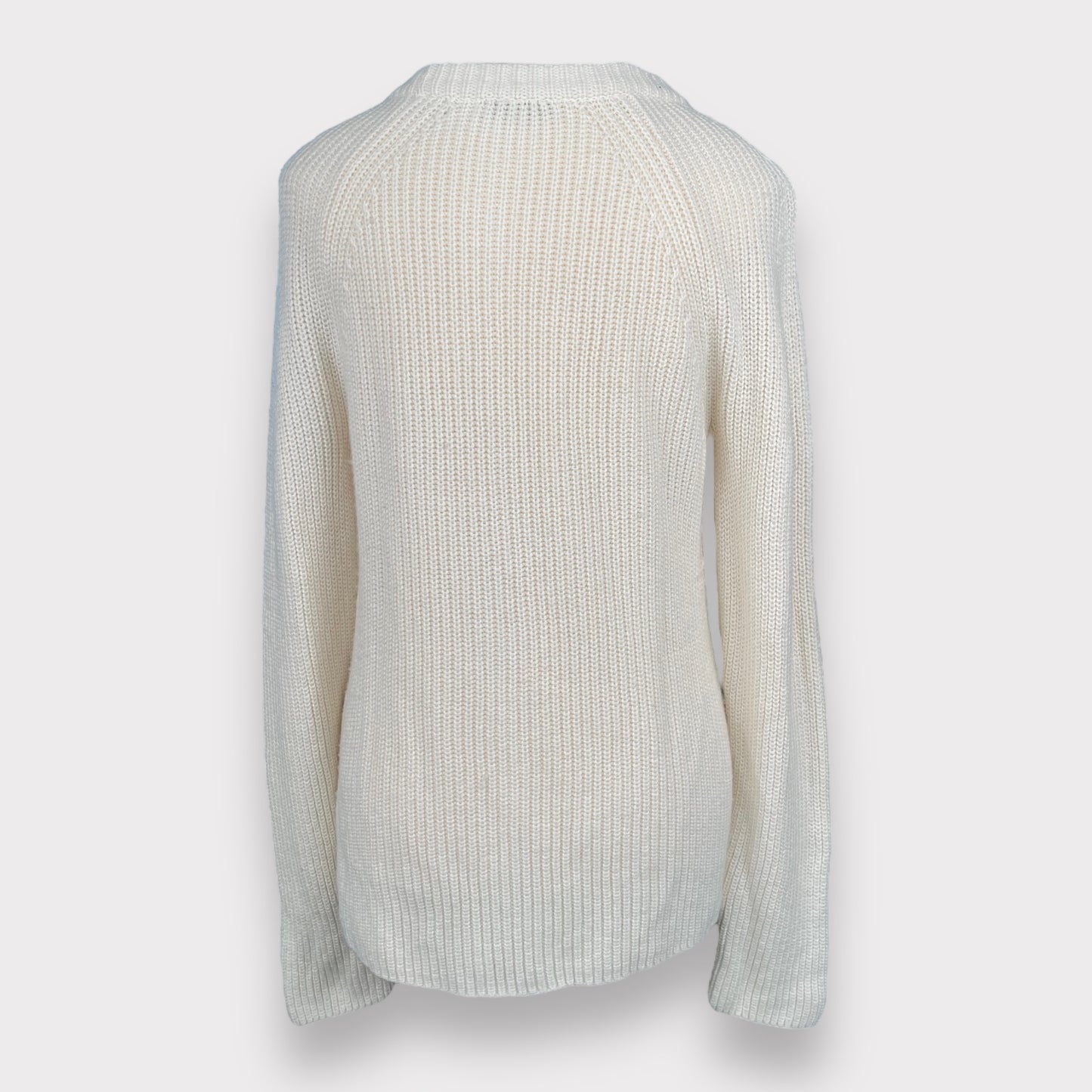 Vince Cashmere Shaker Rib Crewneck Knit Cream Sweater Pullover Long Sleeve Women's Size Small