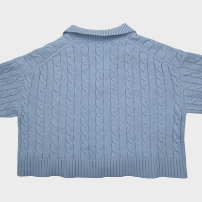 Aritzia Sunday Best Lottie Cable Knit Merino Wool Sweater Baby Blue Women's Large