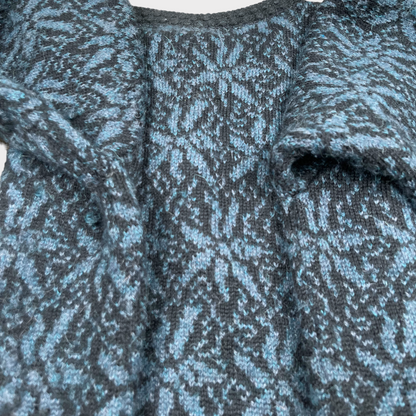 Caamano Alpaca Hand Knit Cardigan Floral Blue Embroidered Limited Edition Sweater Women's Size M