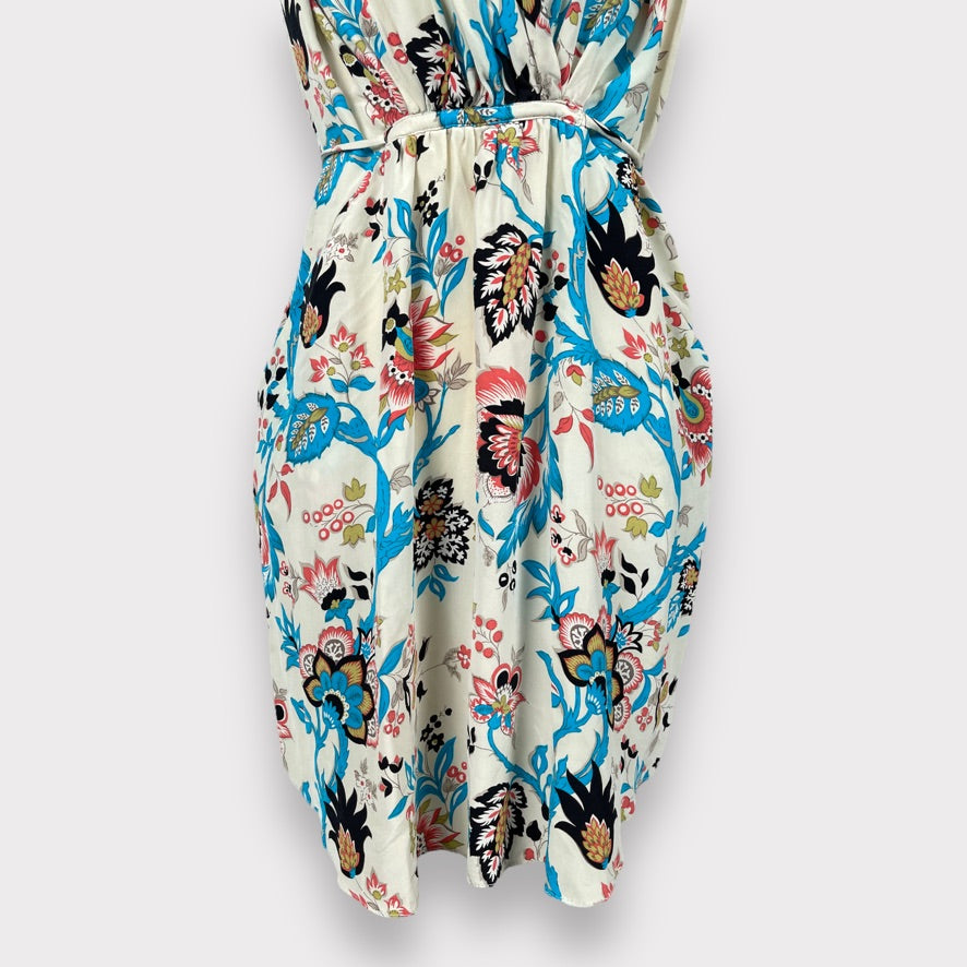 Alice & Trixie Silk Floral Abstract Cinch Sleeveless Wrap Mini Dress  Women's Size M