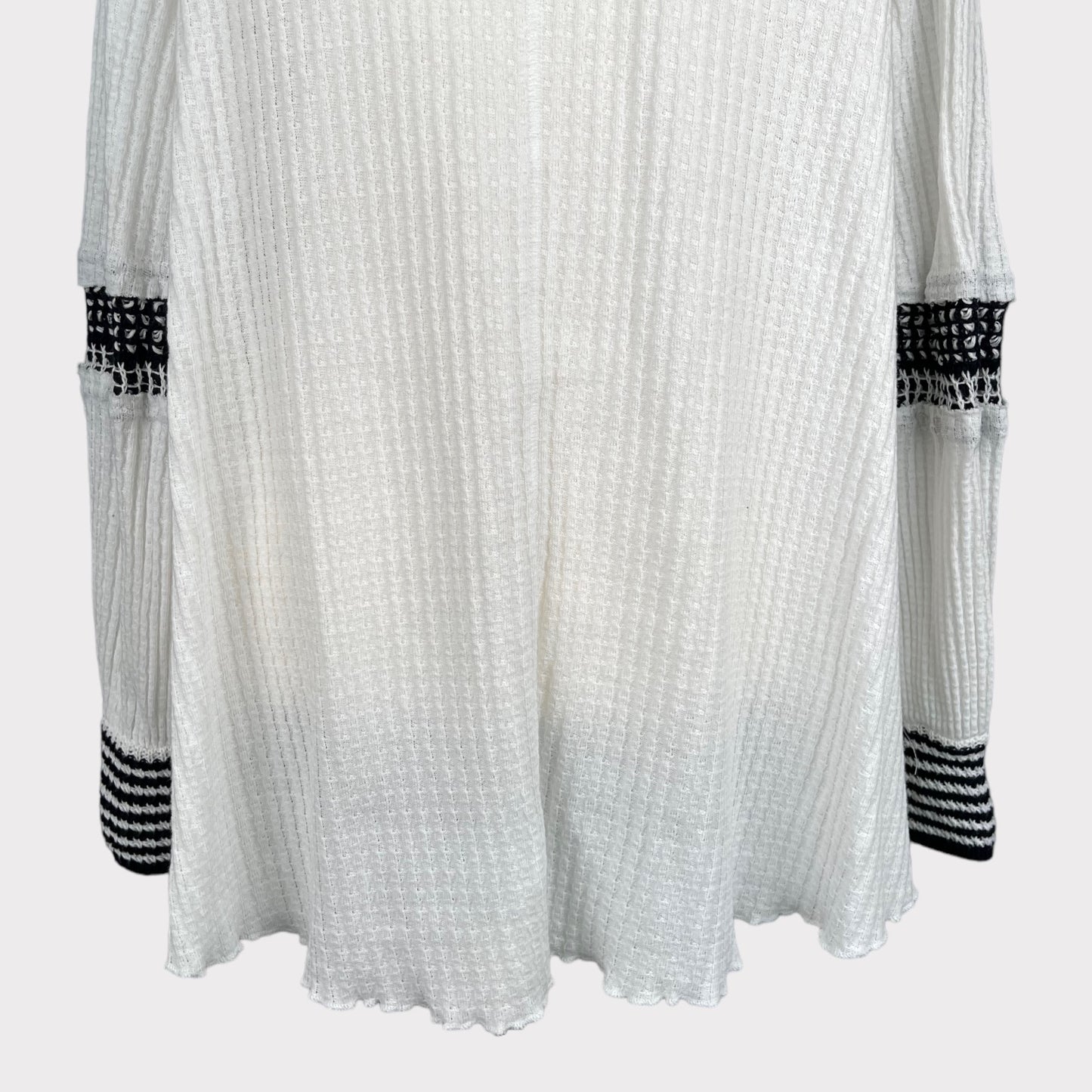 Free People Women's Snow Day Tunic Top Balloon Sleeve Knit Thermal Shirt White Size S