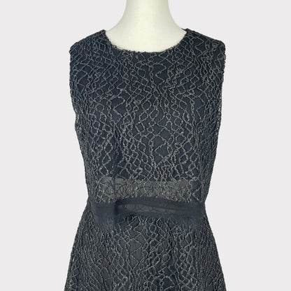 NWOT Jonathan Simkhai Tricot Overlay Embroidered Black Silk Dress Women's Size 4