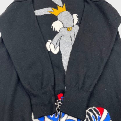 Moschino Couture 2015 Looney Tunes Bugs Bunny Black Wool Sweater Mini Dress XS/S