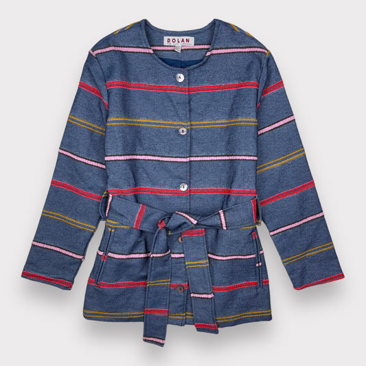 Anthropologie DOLAN Piccadilly  Blue Striped Coat Women's Size S