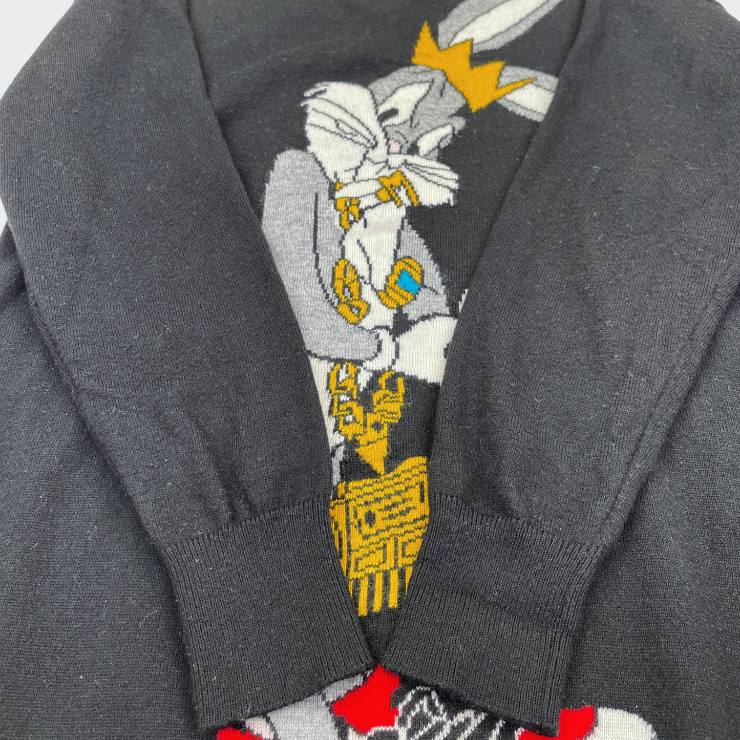 Moschino Couture 2015 Looney Tunes Bugs Bunny Black Wool Sweater Mini Dress XS/S