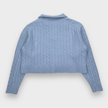 Aritzia Sunday Best Lottie Cable Knit Merino Wool Sweater Baby Blue Women's Large