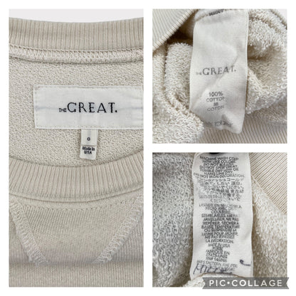 THE GREAT. Slouch Daisy Floral Stamp Oversized Sweatshirt Washed White Women's 0 / XS