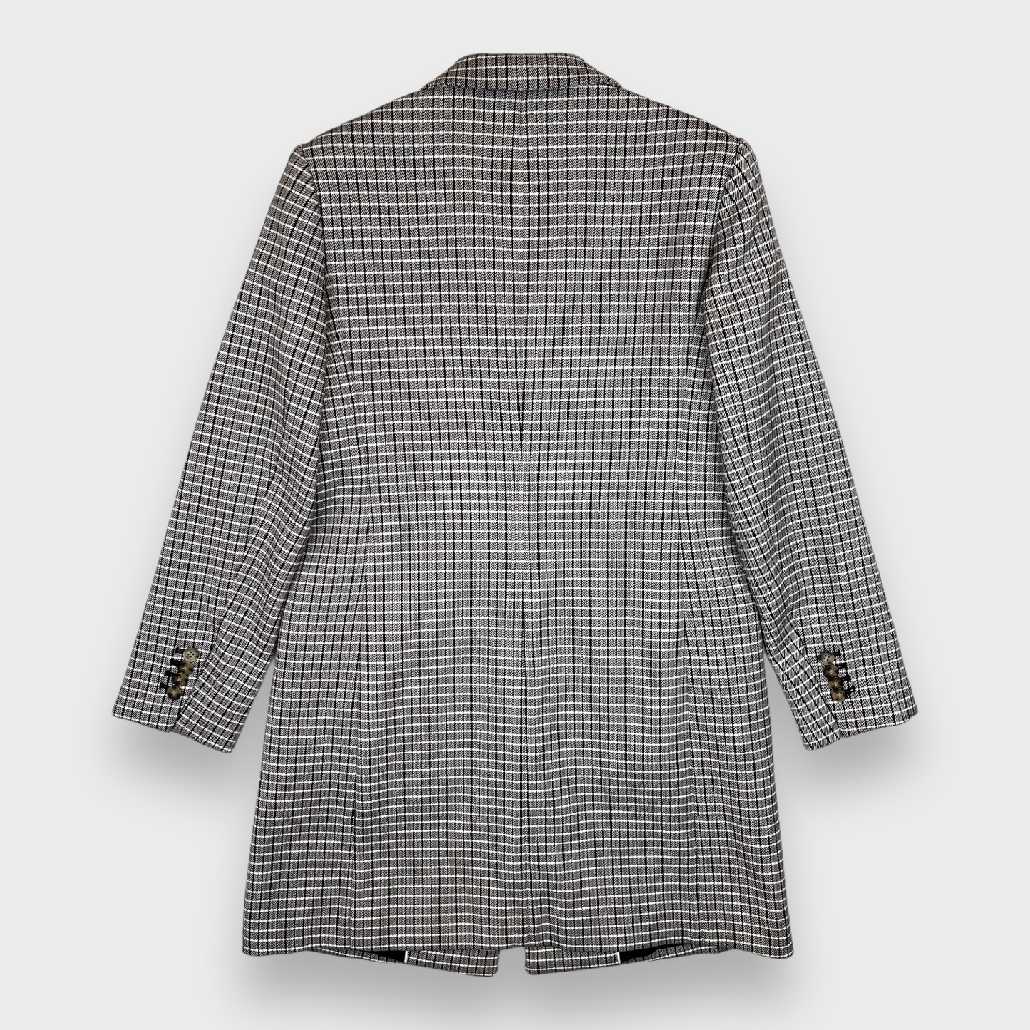 Club Monaco Plaid Checkered Three-Button Coat in Grey/Black/White Women's Small