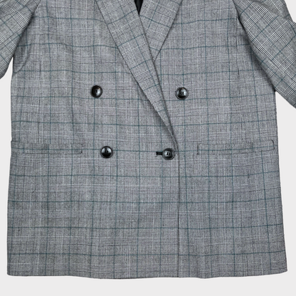 Madewell Women's Caldwell Checked Wool Double Breasted Plaid Blazer Jacket Size M