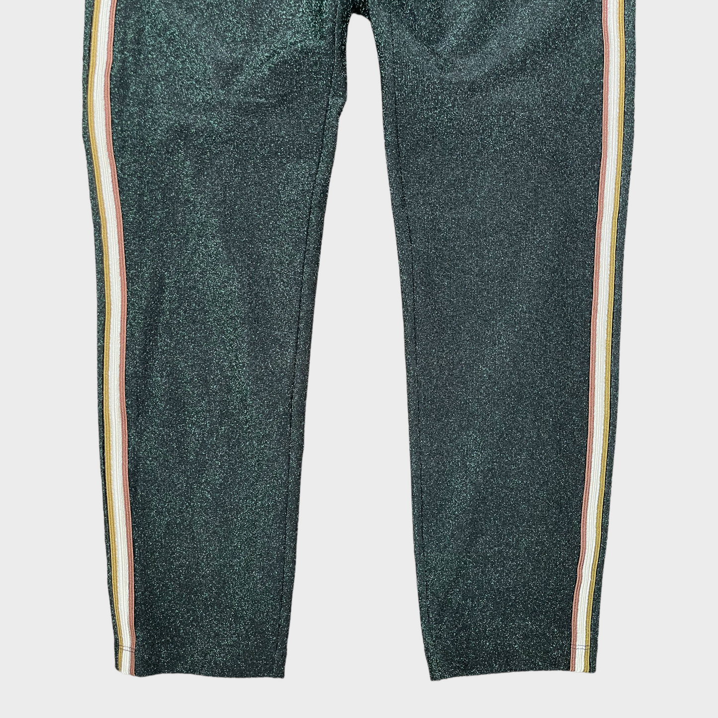 Scotch & Soda Far Far Away Metallic Sparkle Green Cropped Trousers Pants Women's Size XS