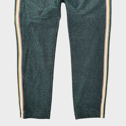 Scotch & Soda Far Far Away Metallic Sparkle Green Cropped Trousers Pants Women's Size XS