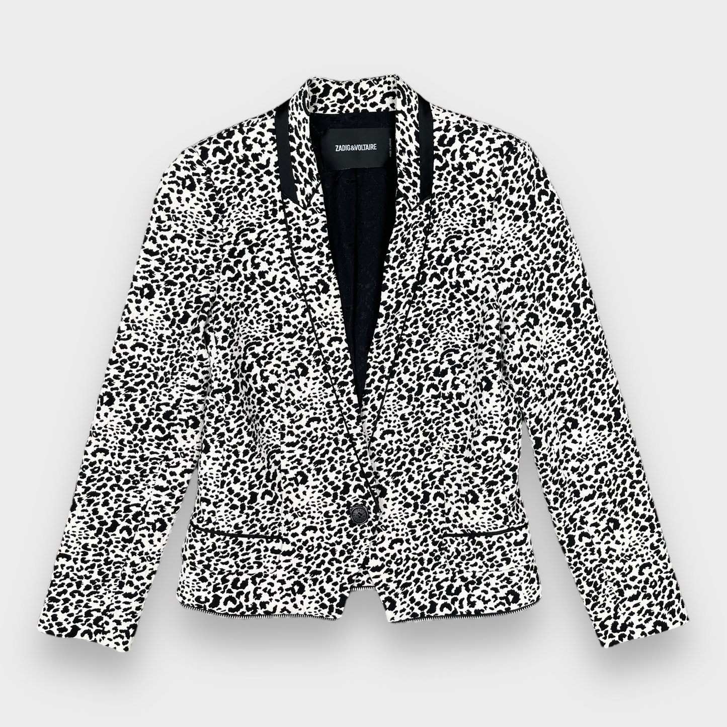 Zadig & Voltaire Leopard Jacquard Blazer White/Black Size 36