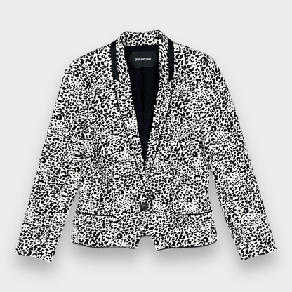 Zadig & Voltaire Leopard Jacquard Blazer White/Black Size 36