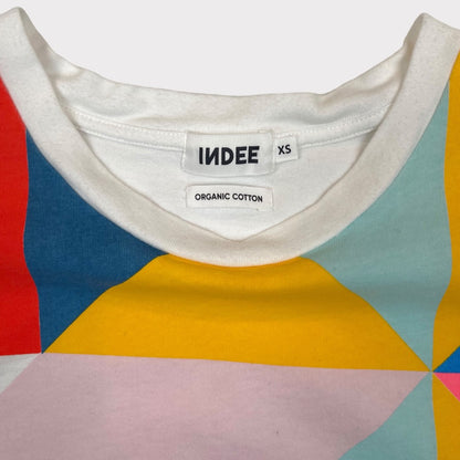 INDEE Naska Sleeveless Top Colorful Rainbow Geometric Pattern Crew Neck Women's Size XS