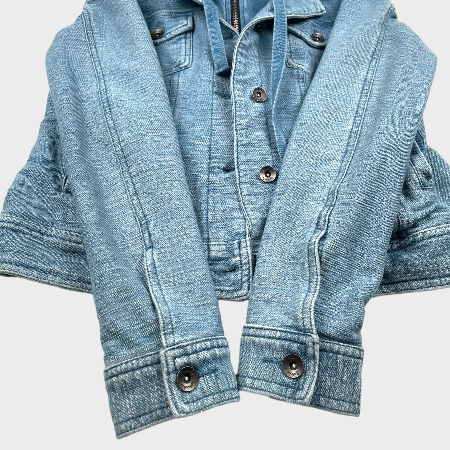 Splendid Denim Full Zip Button Hoodie Blue Denim Jacket Women's Size Small