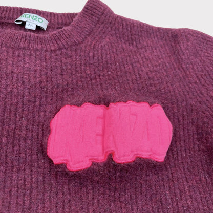 KENZO Paris Burgundy Pink Ribbed Crewneck Sweater Women's Size M (XS/S)