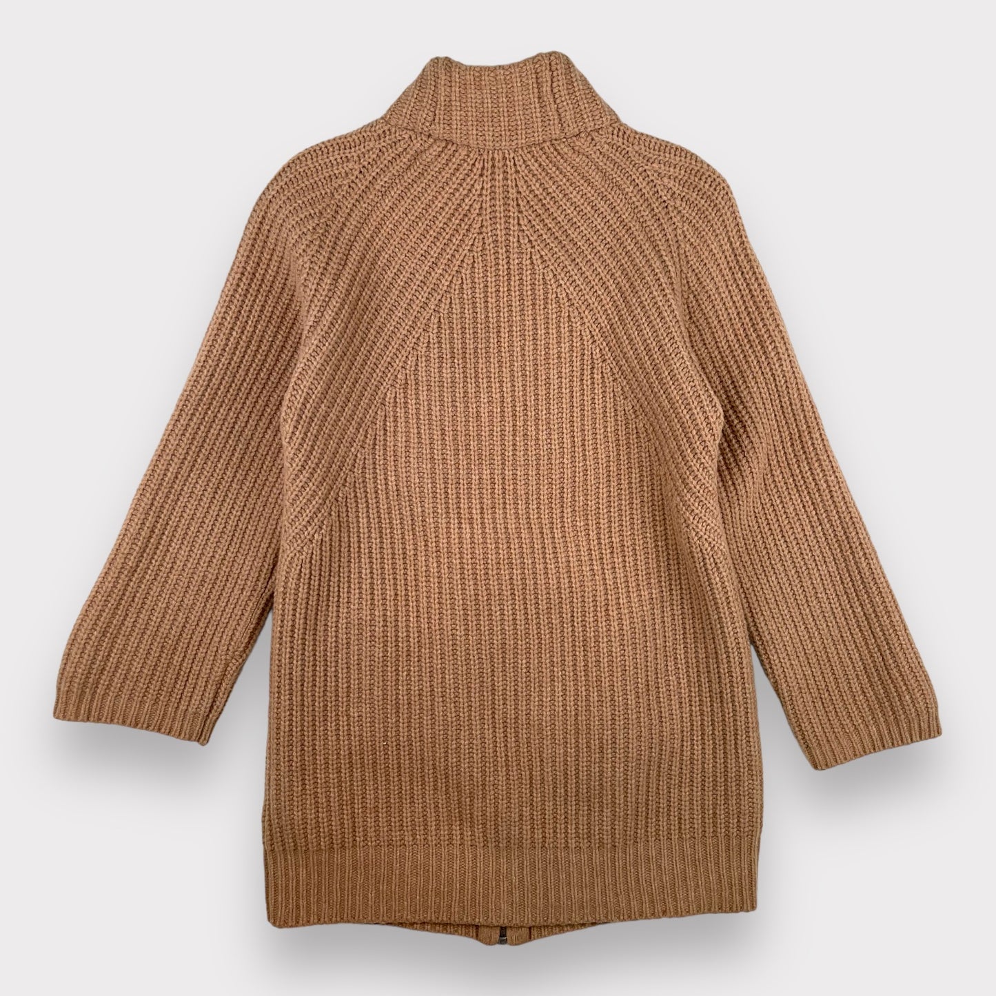 Madewell Ribbed Zip Cardigan Merino Wool Knit Tan Beige Sweater Women's Size S