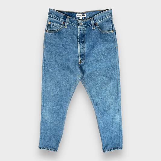 RE/DONE Levi's Reconstructed Vintage High-Rise Ankle Cropped Jeans Blue Denim Women's Size 26