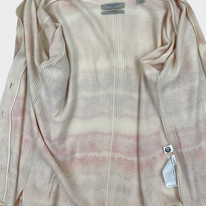 AllSaints Marea Tie Dye Merino Wool Cardigan in Rainbow Pink Women's Small