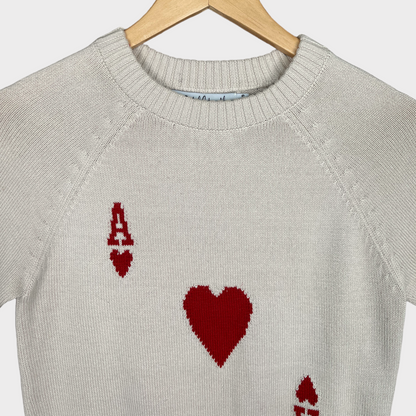 Rachel Antonoff Women's Molly Sweater Ace of Hearts Half Sleeve Sweatshirt Size S