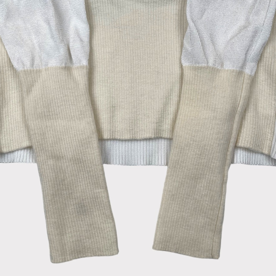 Rag & Bone Marissa Colorblock Ivory White Merino Wool Crew Sweater Women's Size S