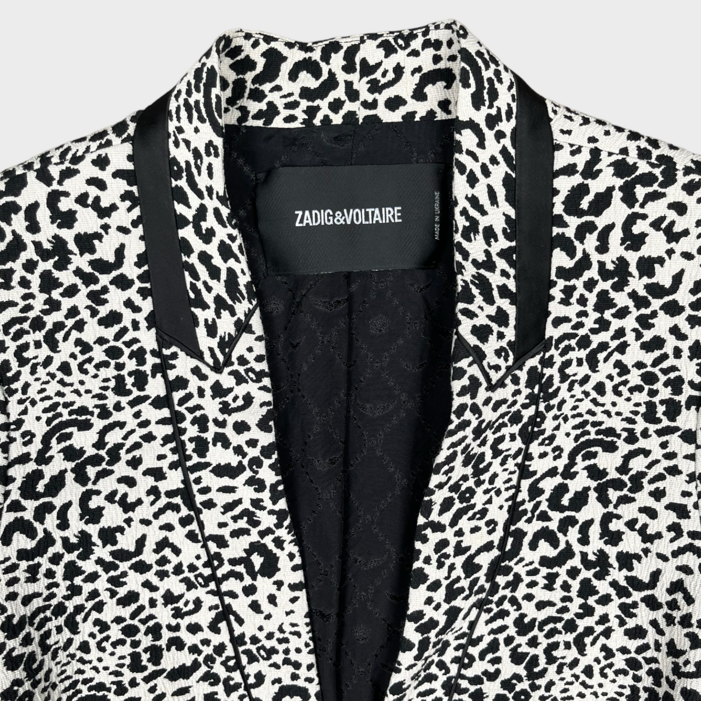 Zadig & Voltaire Leopard Jacquard Blazer White/Black Size 36