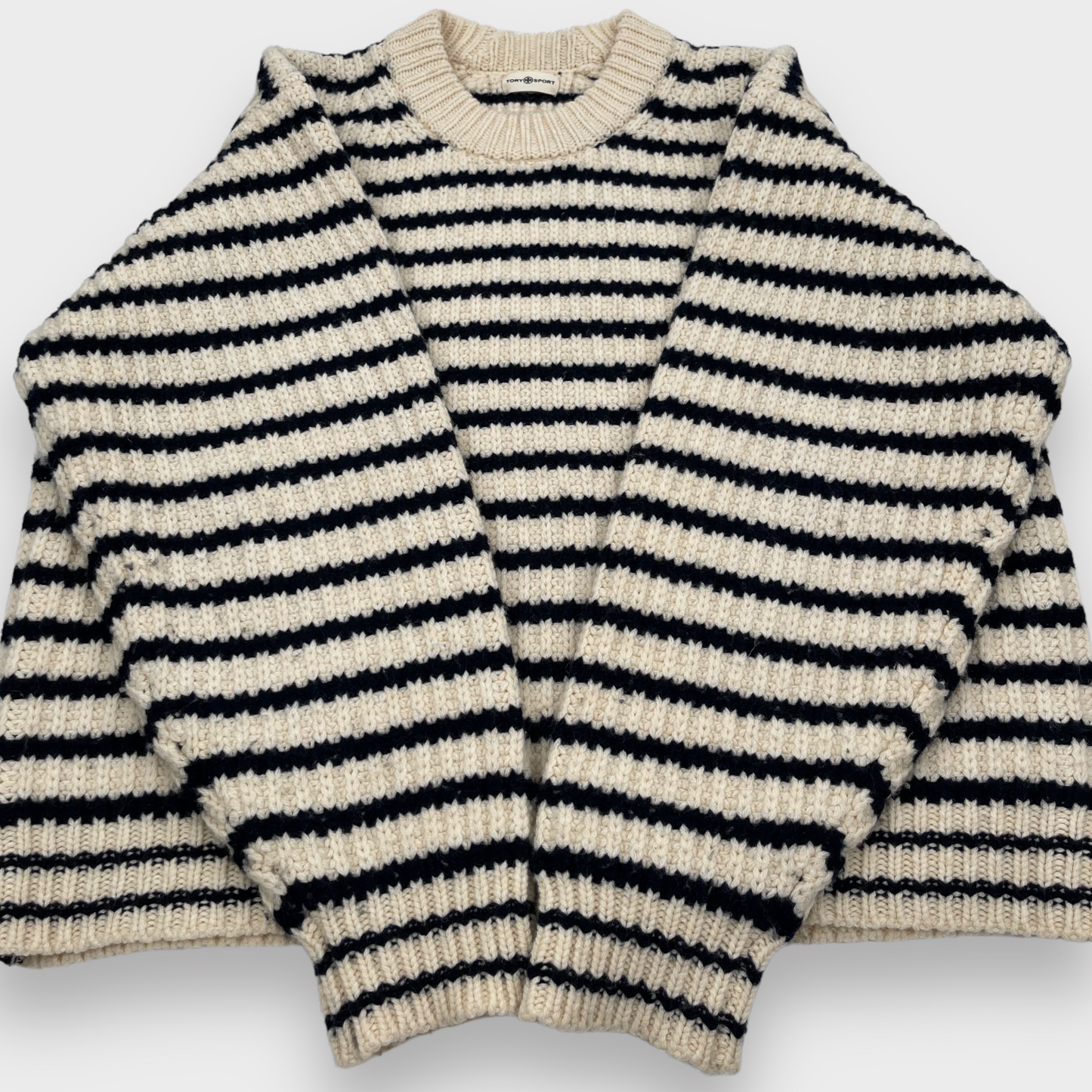 Tory Burch Sport Merino Striped Chunky Knit Oversized Sweater Women's XS (M/L)