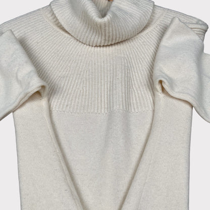 Valentino Cashmere Cream Turtleneck Long-Sleeved Ribbed Sweater Women's Size XL