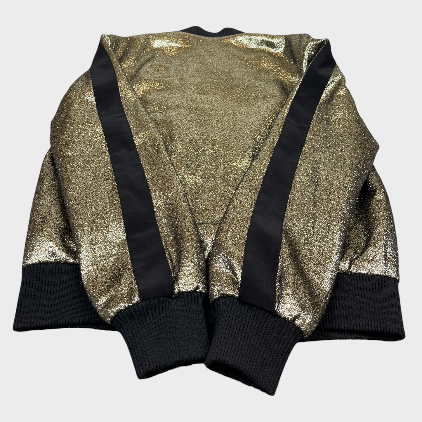 Cinq a Sept Allura Metallic Bomber Jacket Black/Gold Women's Size Small