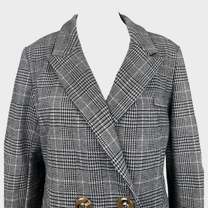 Heartloom Women's Edie Plaid Blazer Stretch Knit Jacket Coat Size M