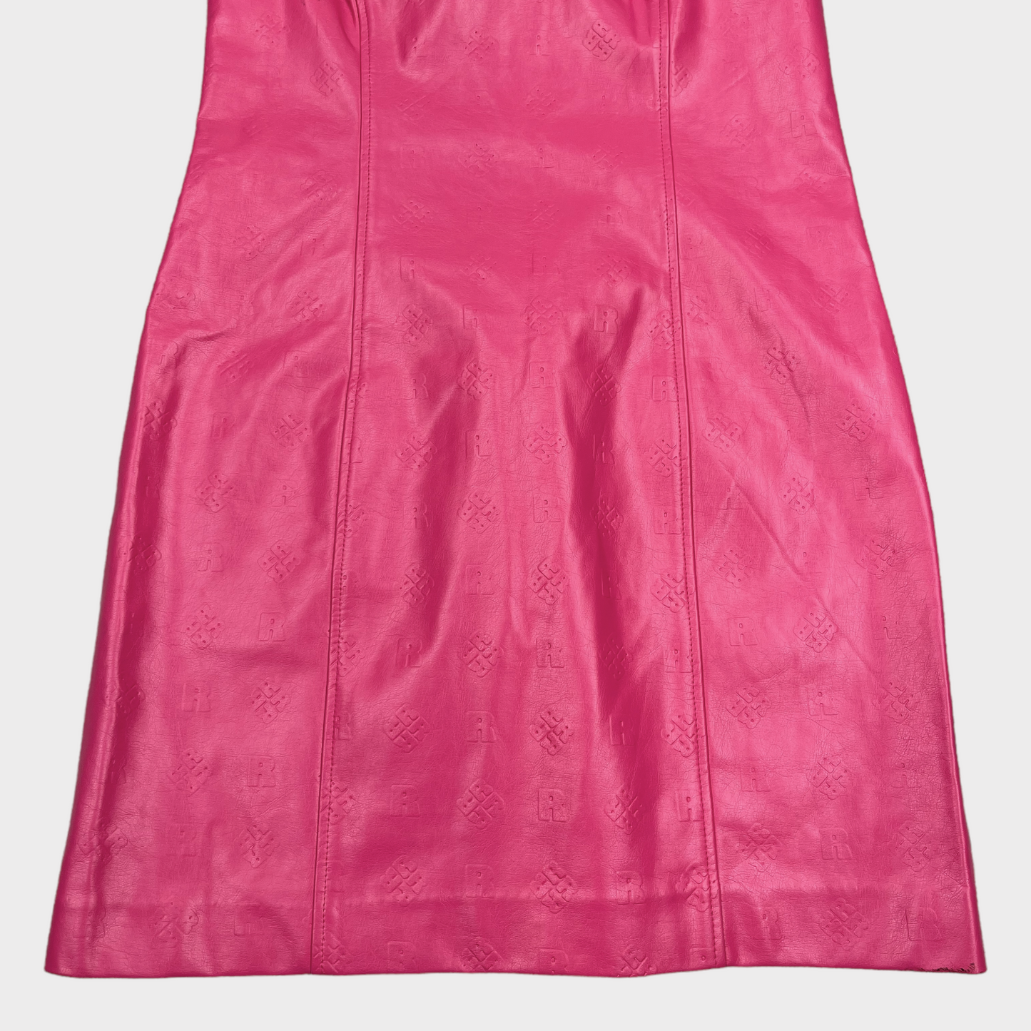 NWOT ROTATE Square Neck Pink Herlina Faux Leather Mini Dress Women's Size US 10