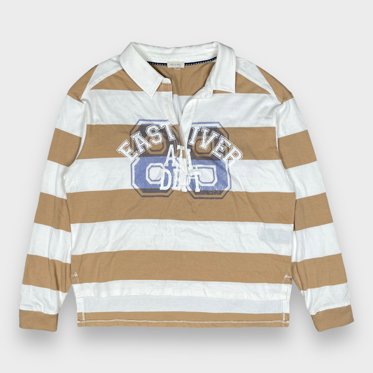 Pilcro Long Sleeve Rugby Oversized Striped Jersey Shirt Neutral Motif Size S