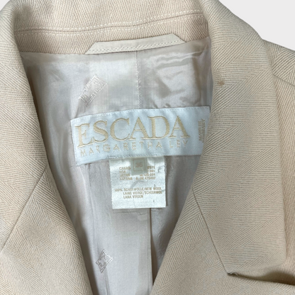 Escada Margaretha Ley Ecru Beige 100% Pure Wool 2-Button Blazer Women's Jacket Size 36/S