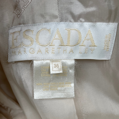 Escada Margaretha Ley Ecru Beige 100% Pure Wool 2-Button Blazer Women's Jacket Size 36/S